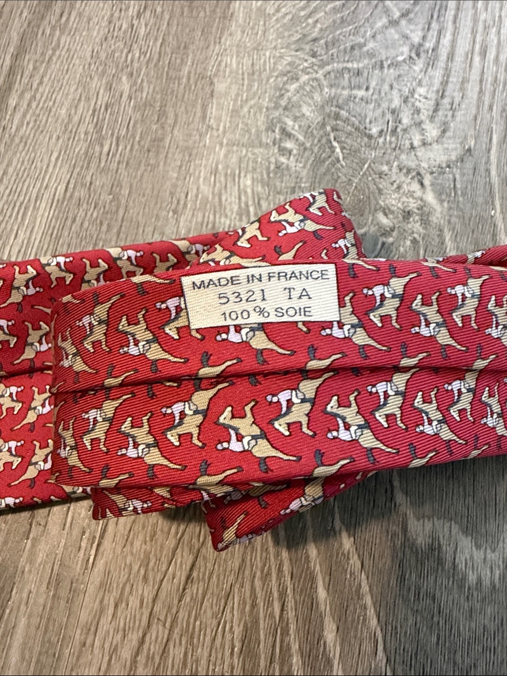 Hermes Paris Vintage Equestrian Jockey Pattern Print Men’s Silk Crimson Red Tie - Picture 4 of 9